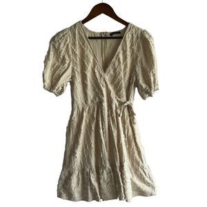 Women's Very J Light Tan Short Sleeve Wrap Dress